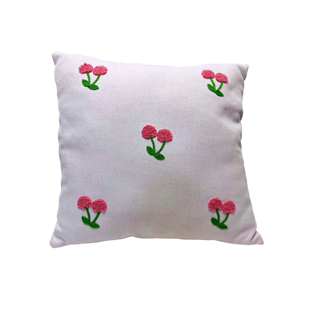 Throw Pillow 14" Square Pastel Pink Cherry Textured Cottagecore Nursery‎ Girly